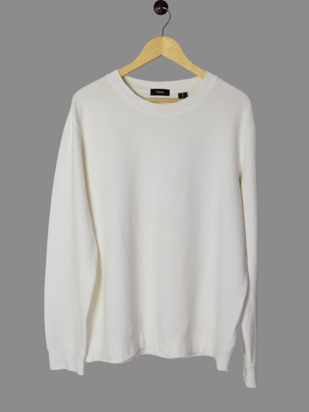THEORY MEN'S DANEN JORRAN IVORY RIBBED SWEATSHIRT